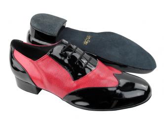 dansschoenen rood slangenmotief met zwart lak  